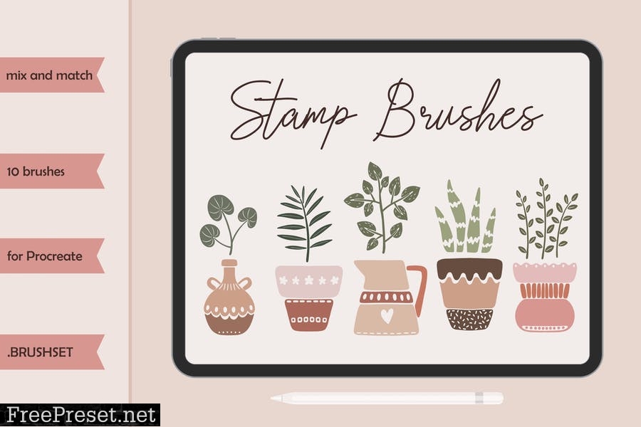 Stamp Brushes for Procreate. House Plants BF2NJ5R