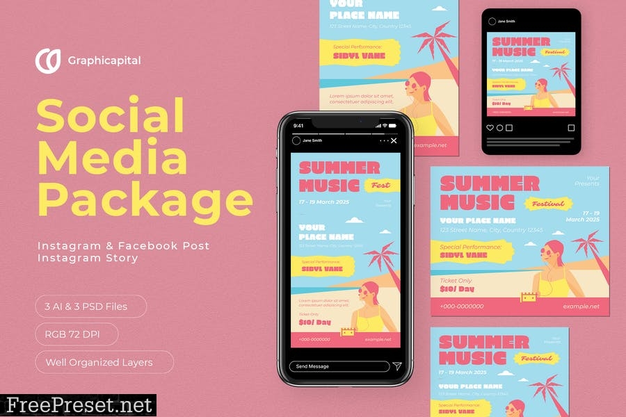 Summer Music Festival Social Media Package YJ4MLRW