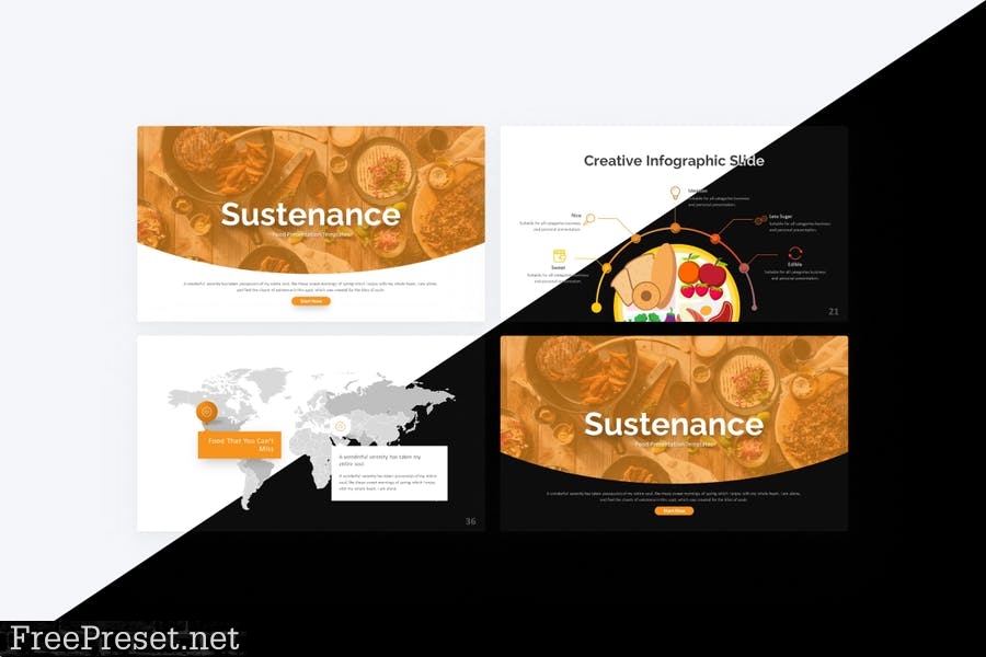 Sustenance Food PowerPoint Template 8KWX4WA