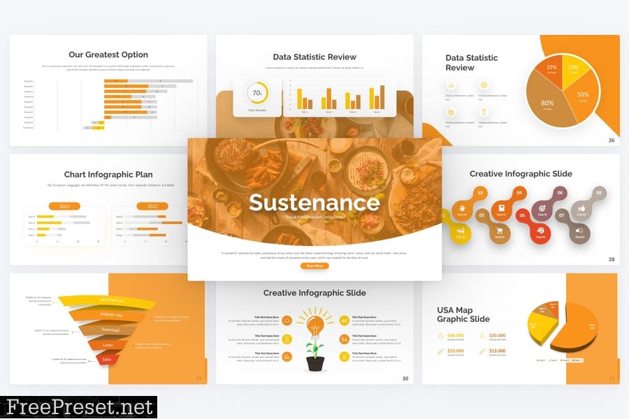 Sustenance Food PowerPoint Template 8KWX4WA