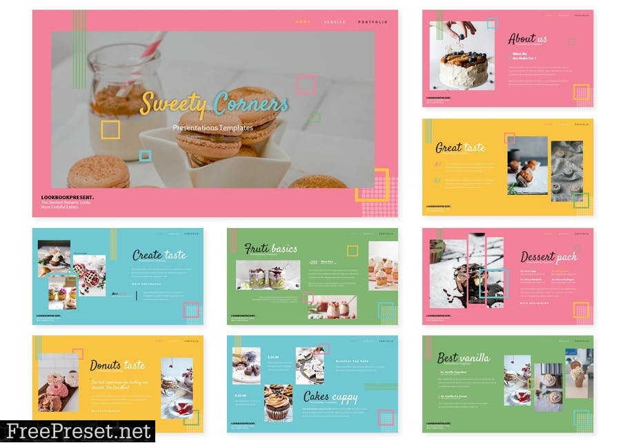 Sweety Corners | Powerpoint, Key, Google Slides T7MX8S5