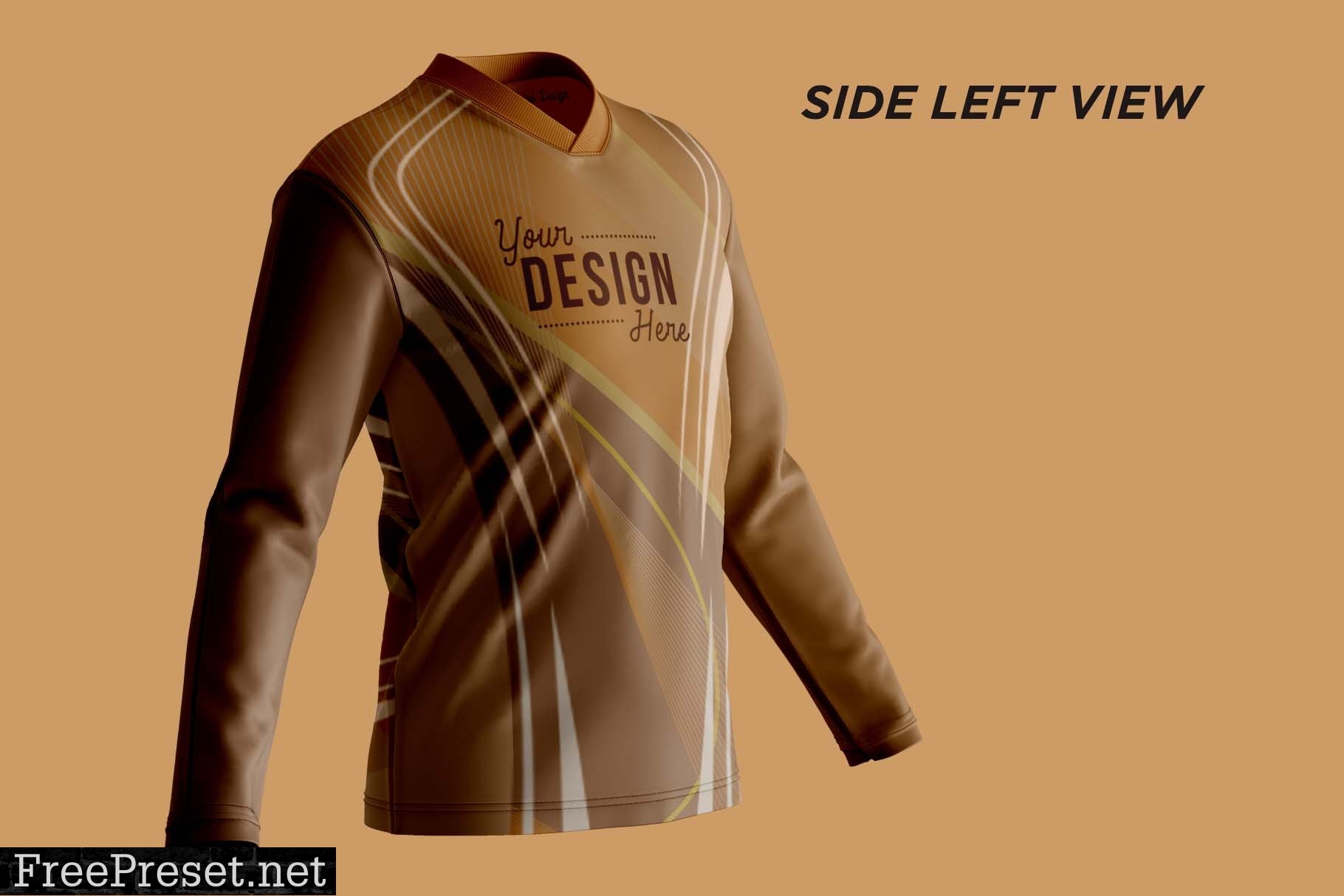 T-Shirt V-Neck Long Sleeve Mockup 7234903