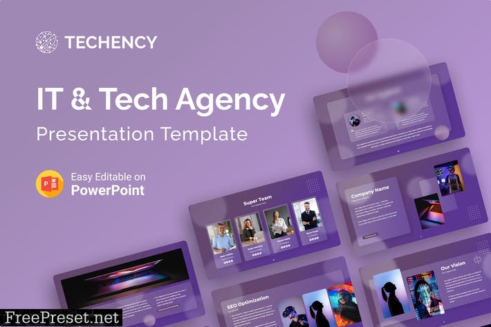 Techency – It & tech Agency Glassmorphic PPT L8NL3HQ