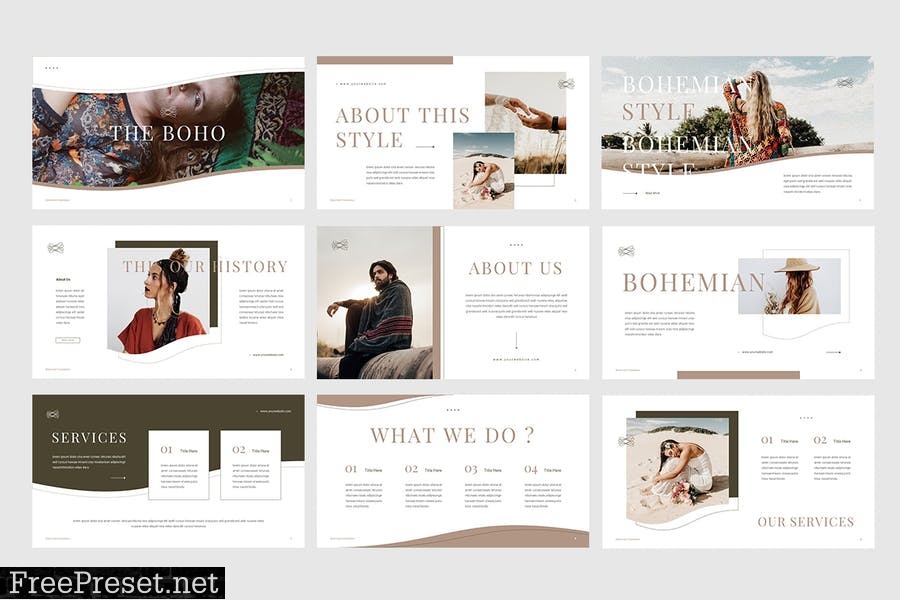 The Boho - Bohemian Style Presentation Template 8FFAYD3