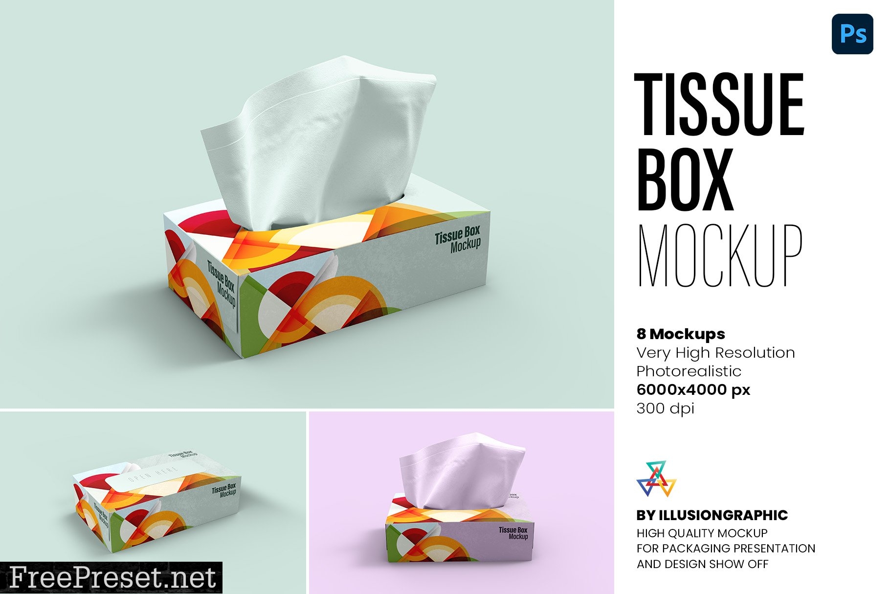 Tissue Box Mockup - 8 views 7363613
