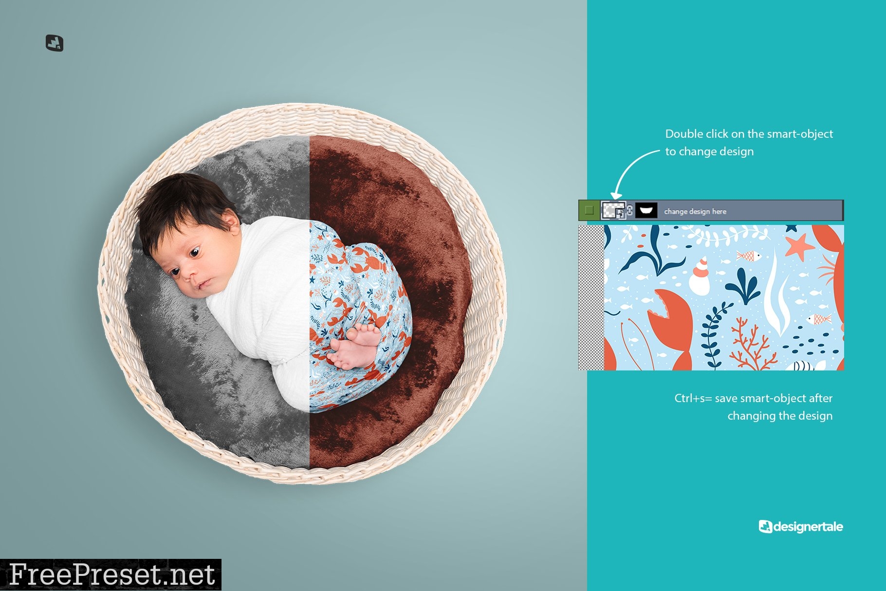 Top View Newborn Swaddle Wrap Mockup 6645734