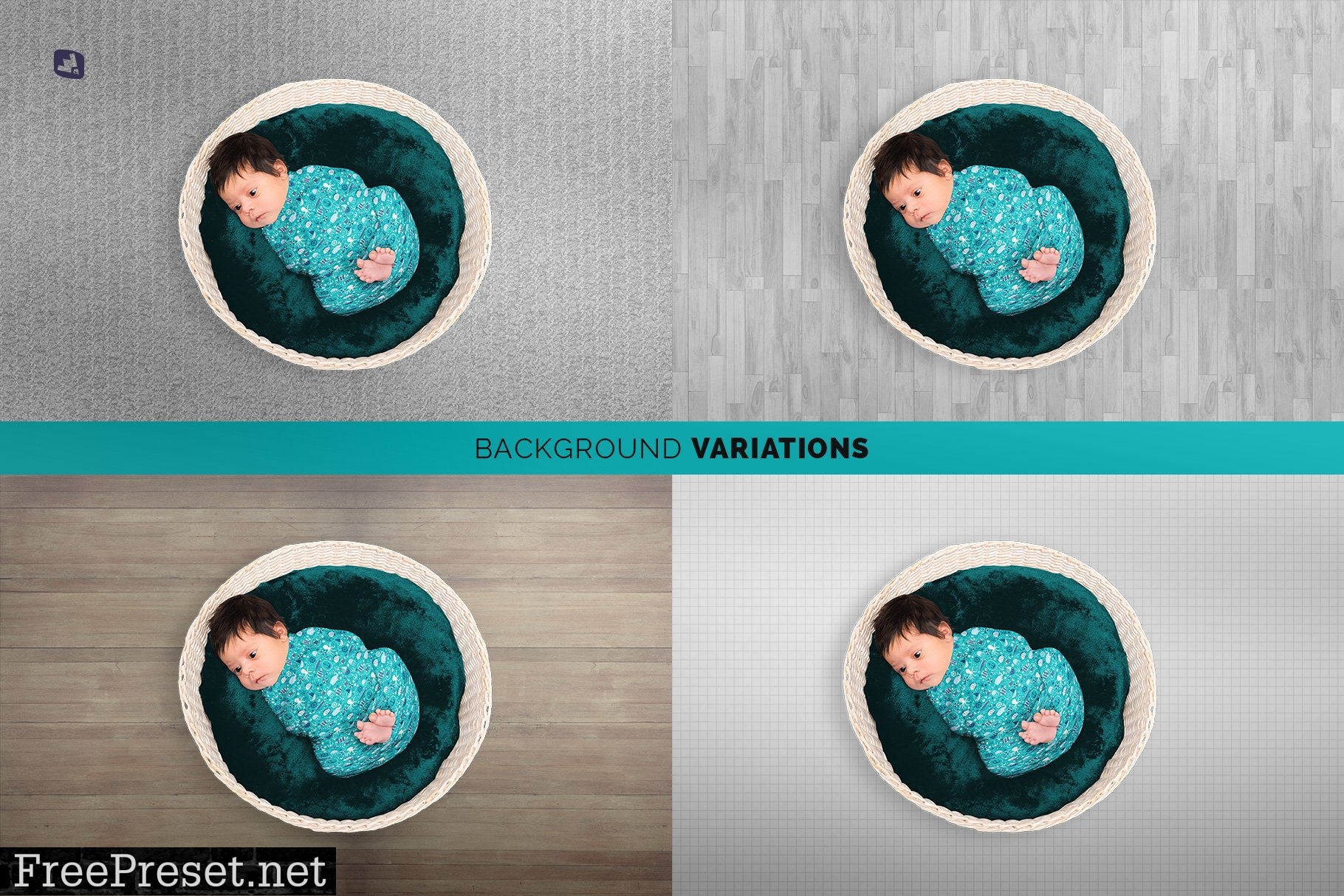 Top View Newborn Swaddle Wrap Mockup 6645734