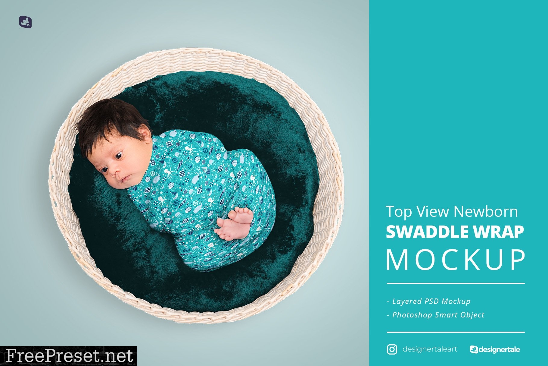 Top View Newborn Swaddle Wrap Mockup 6645734