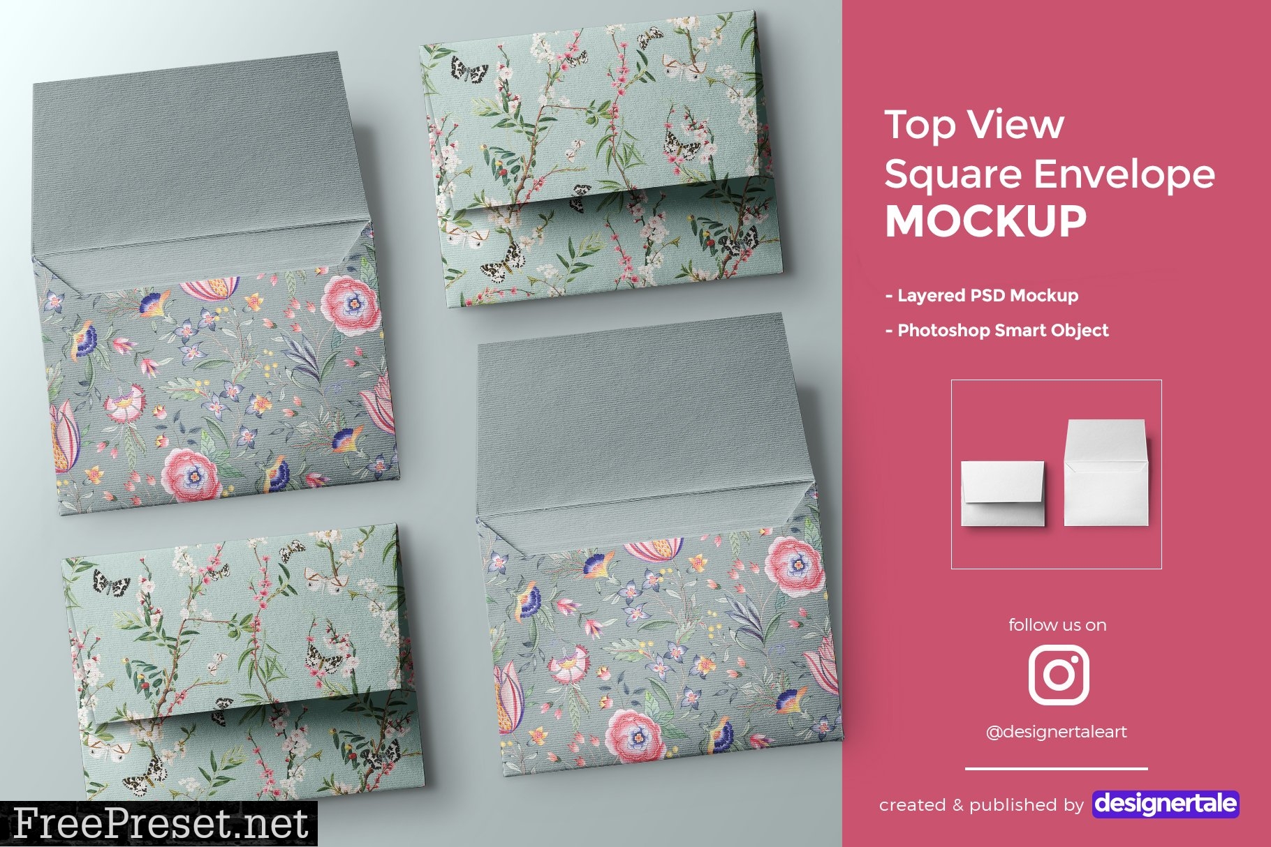 Top View Square Envelope Mockup 4456917