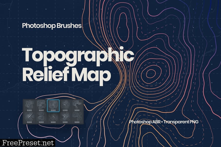 Topographic Relief Map Photoshop Brushes KXNYZCA
