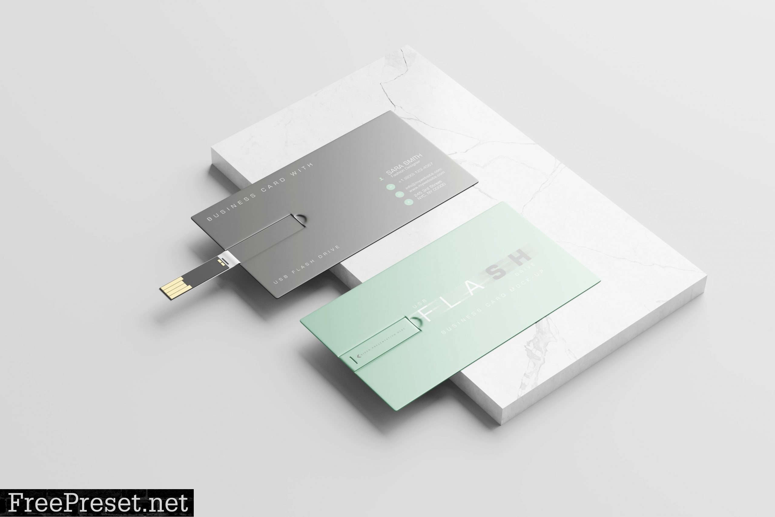 USB Flash Drive Business Card Mockup 7425762