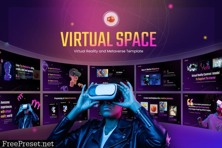 Virtual Space Creative PowerPoint Template PZ7UA2A