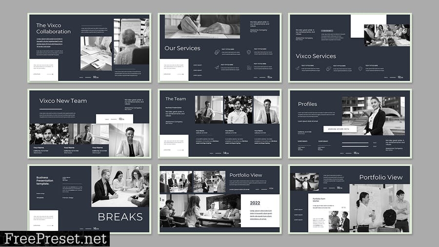 Vixco - Business Presentation PowerPoint Template GJYX9DW