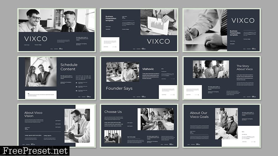 Vixco - Business Presentation PowerPoint Template GJYX9DW