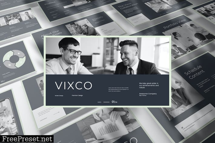 Vixco - Business Presentation PowerPoint Template GJYX9DW