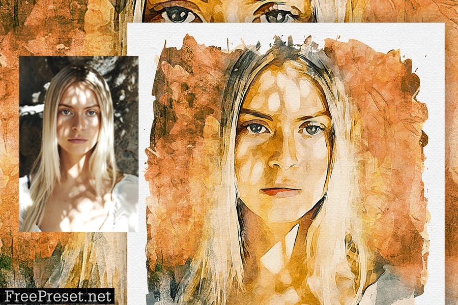 Watercolor Portrait Artist Action For Photoshop