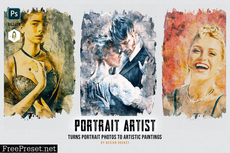 Watercolor Portrait Artist Action For Photoshop