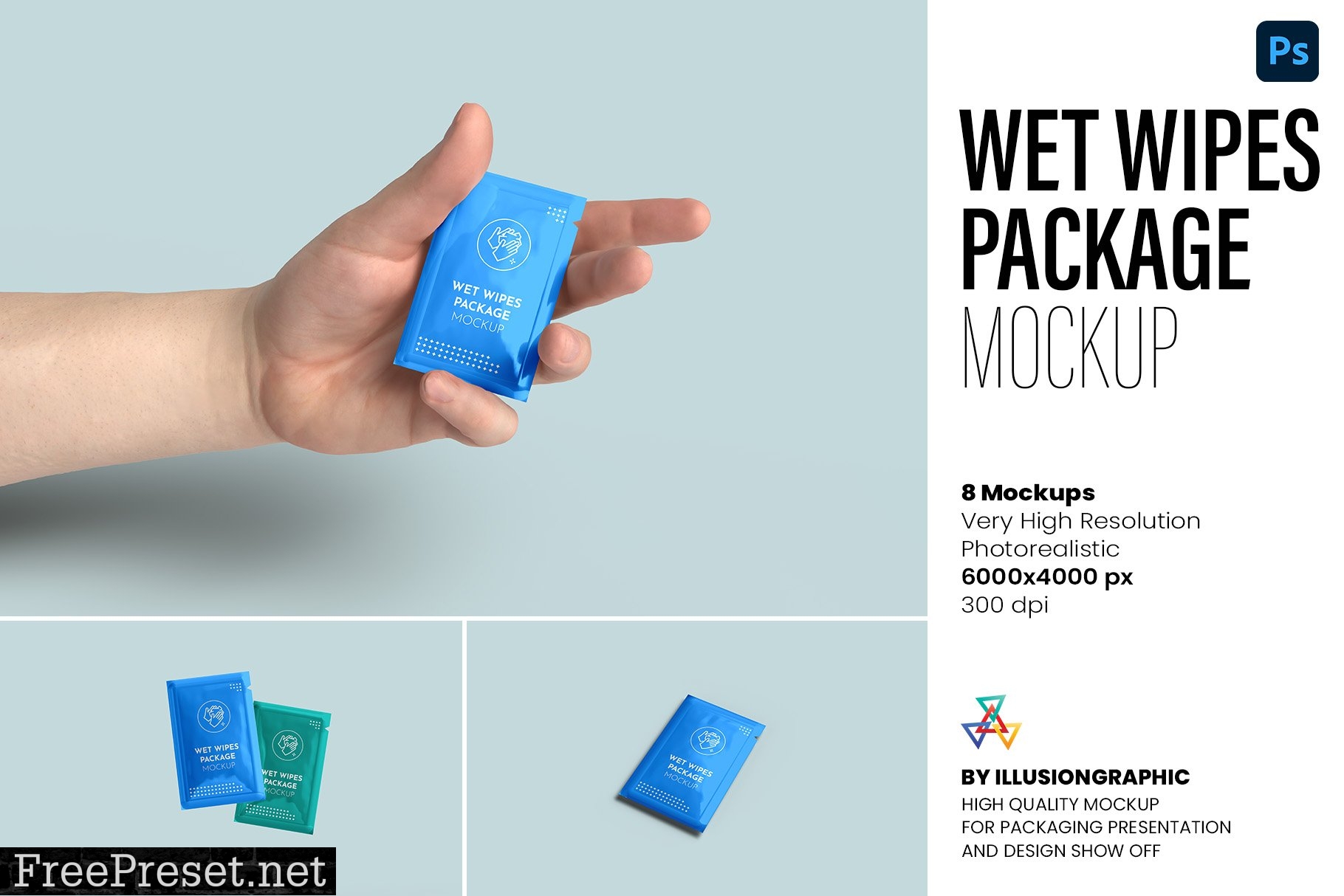 Wet Wipes Package Mockup - 8 views 7370776