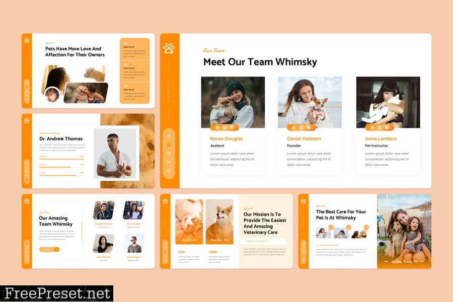 Whimsky - Pets Care PowerPoint Template PX6NHCG