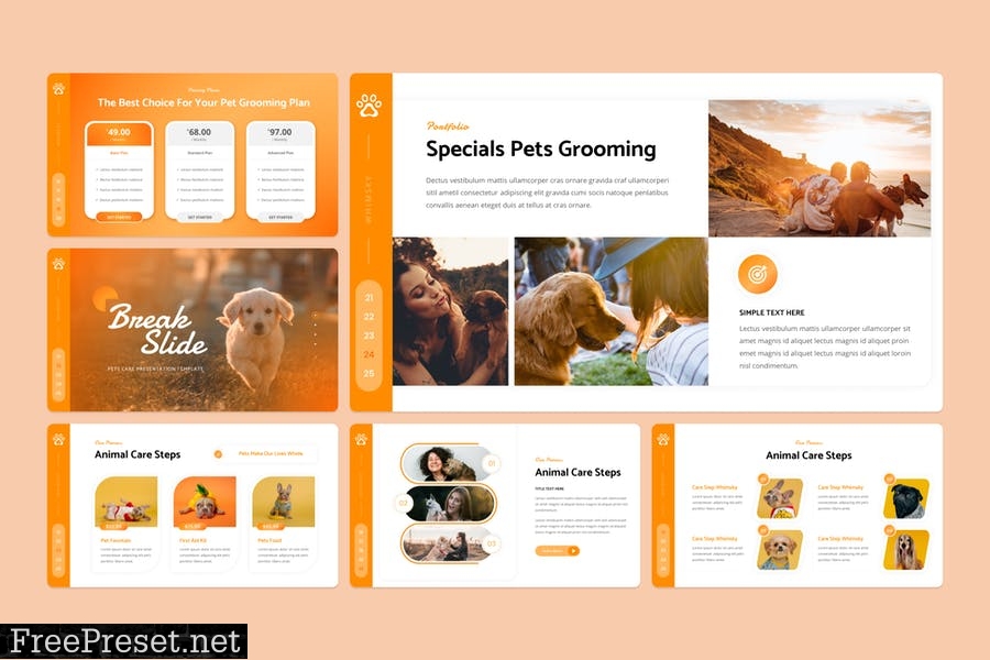 Whimsky - Pets Care PowerPoint Template PX6NHCG