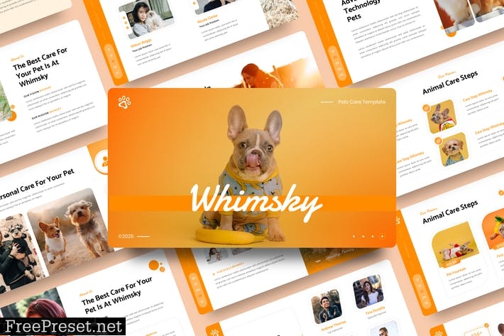Whimsky - Pets Care PowerPoint Template PX6NHCG