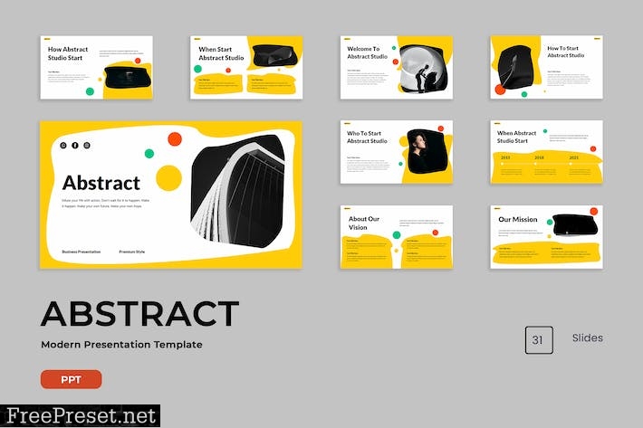 White Yellow Abstract Business Company Profile 015 GZY82PL