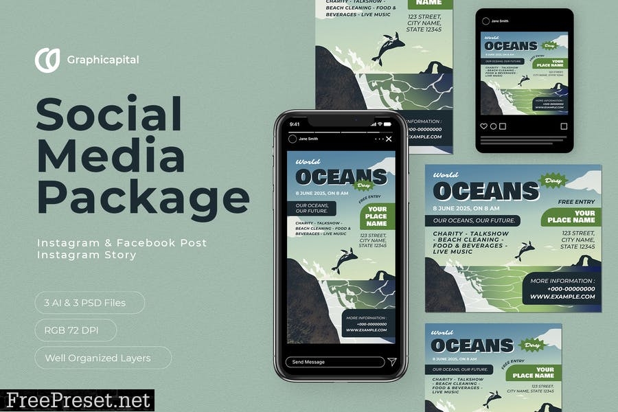 World Ocean Day Social Media Package VKVXMMD