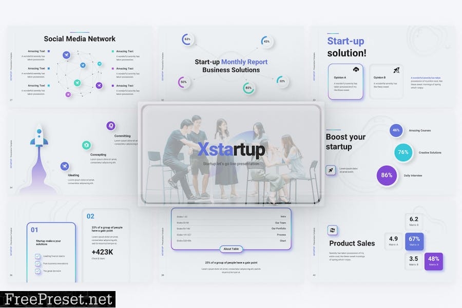 Xstartup Startup Business PowerPoint Template 2T58WFP