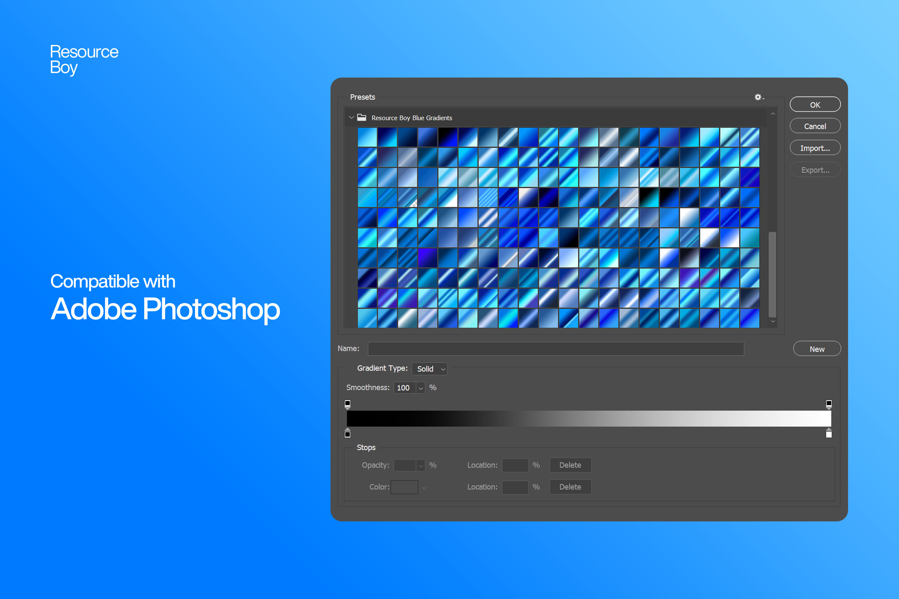 200 Blue Gradients - Made for Photoshop