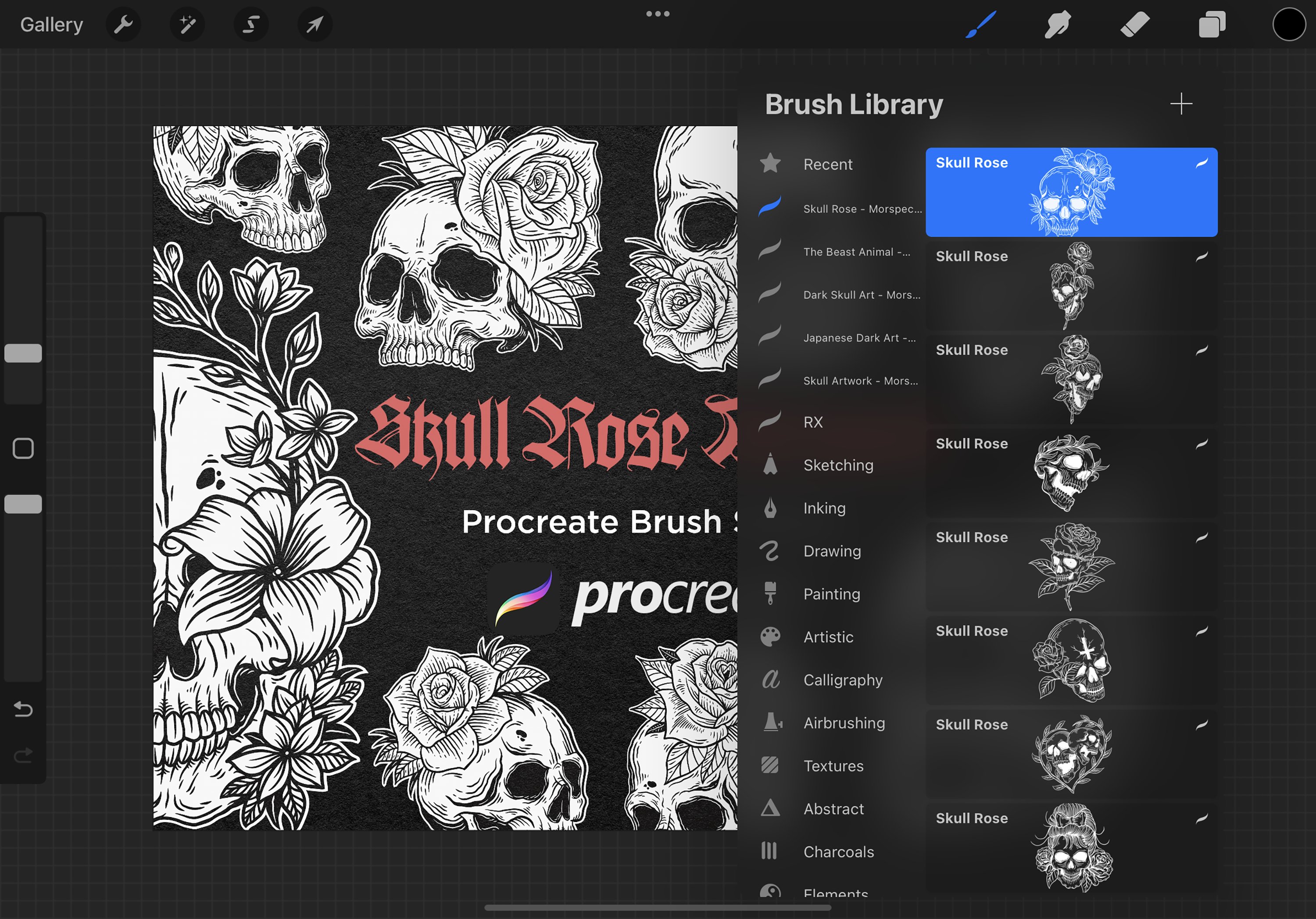 30 Skull Rose Floral Procreate Brush 7556753