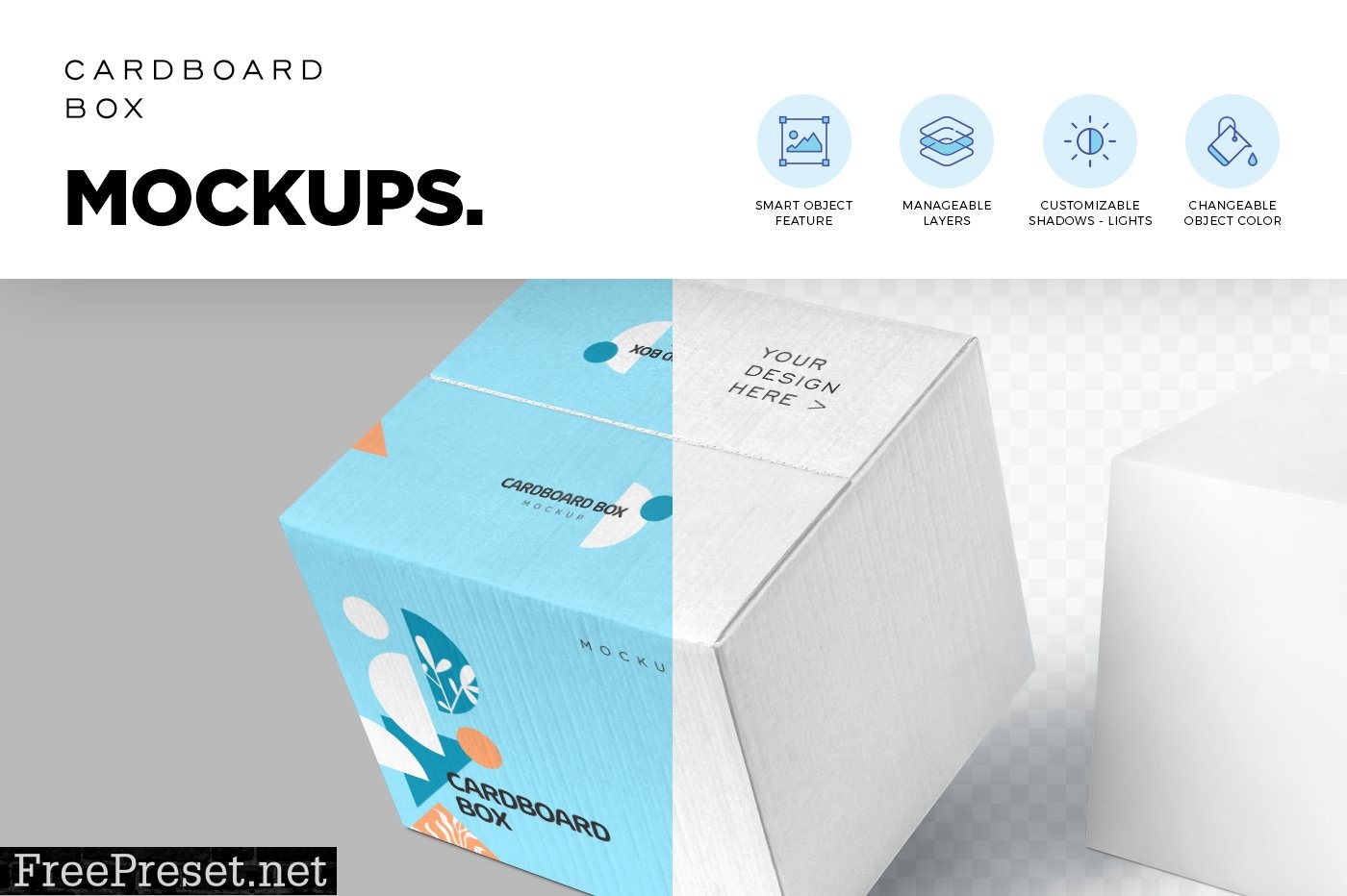 4 Cardboard Box Mockups 6704196