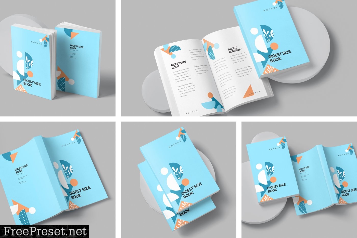 5 Digest Size Book Mockups 6704595