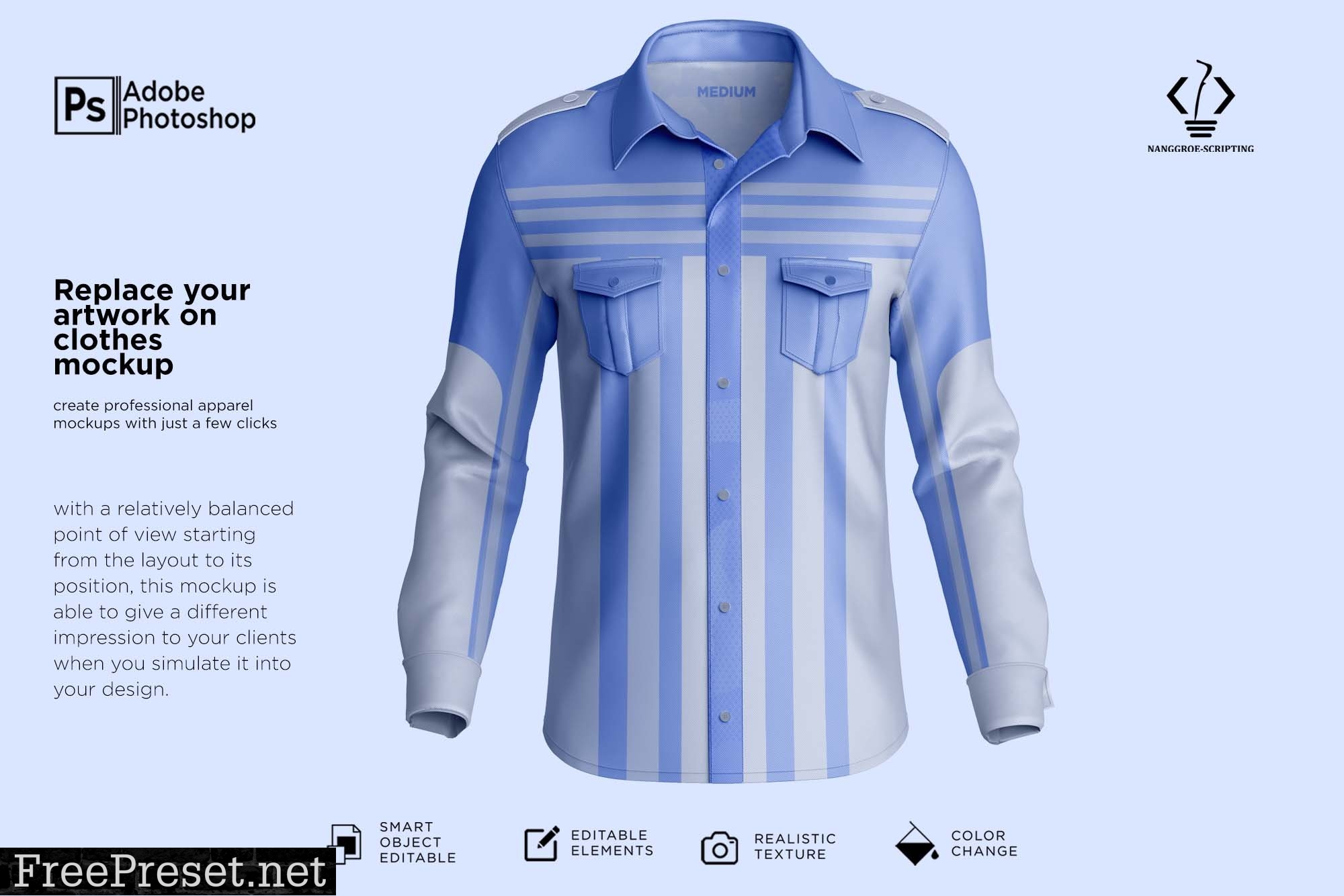 Casual Long Sleeve Shirt Mockup 7311087