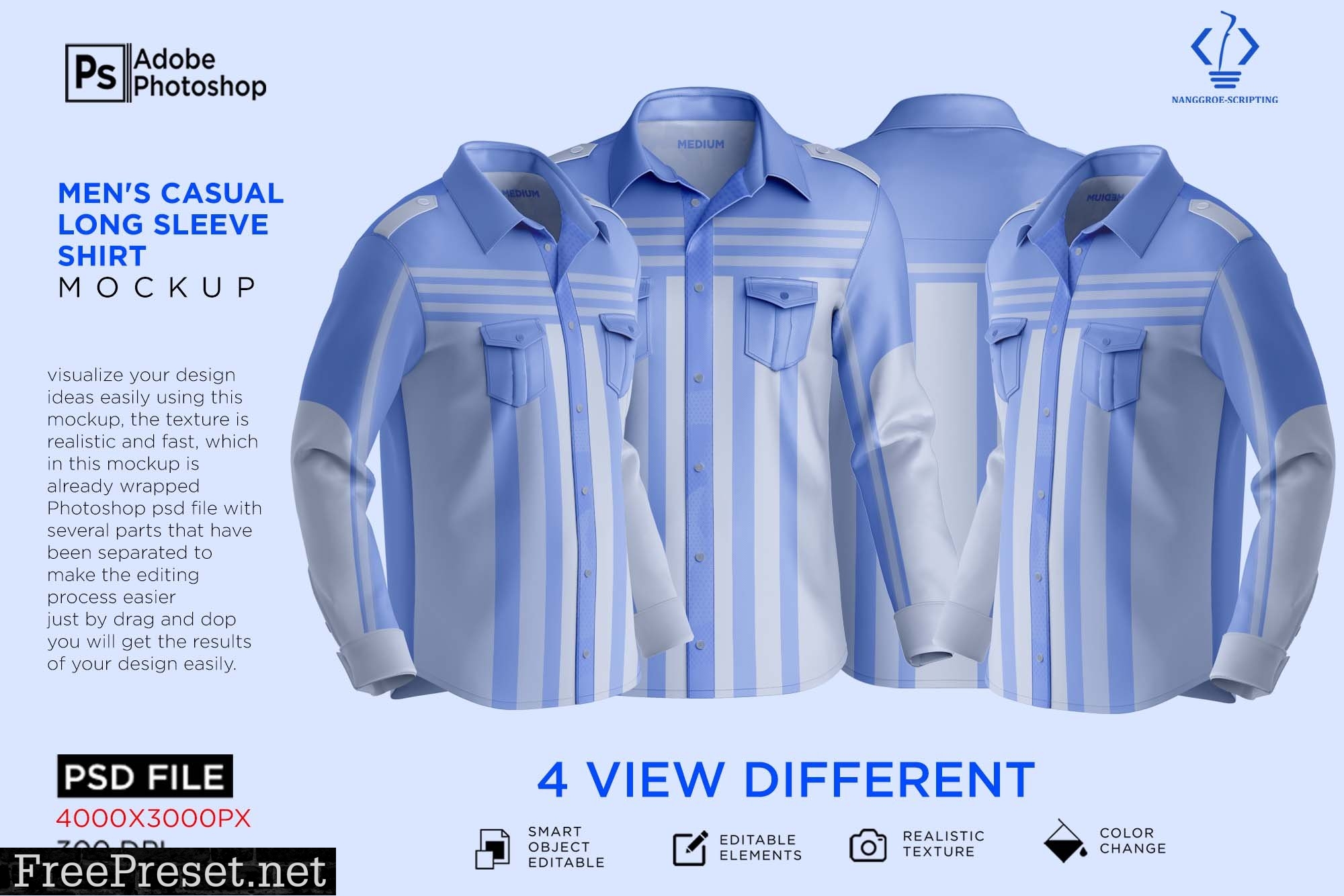 Casual Long Sleeve Shirt Mockup 7311087