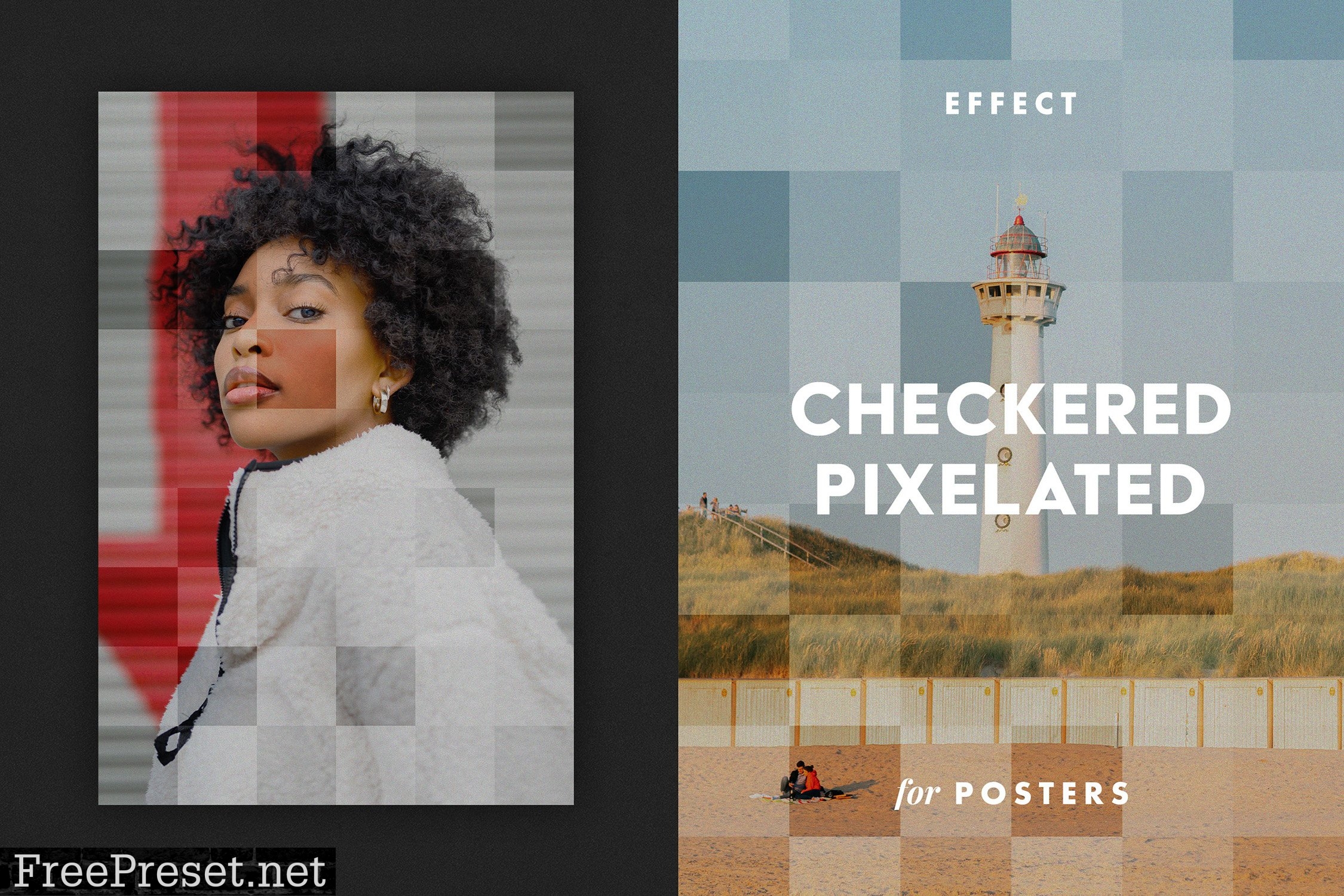 Checkered Pixelated Poster Effects for Photoshop 7411653