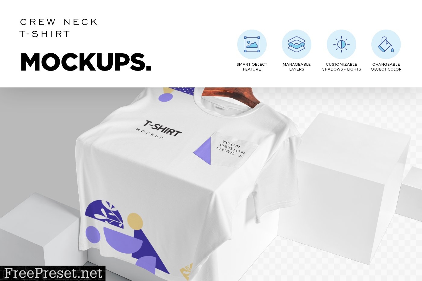 Crew Neck Pocket T-shirt Mockups 6703739