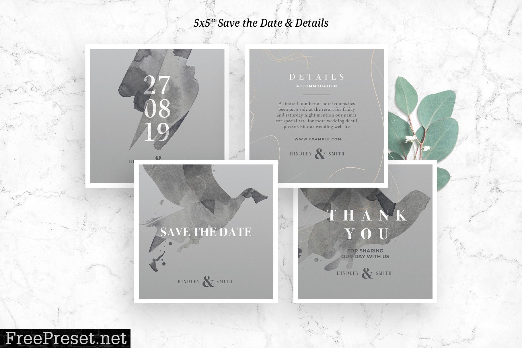 Grayscale Wedding Invitation Suite 7466369