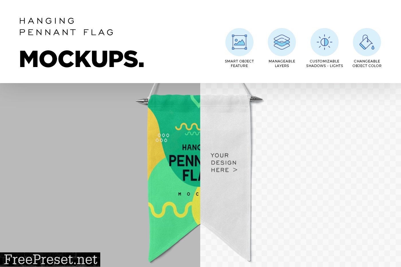 Hanging Pennant Flag Mockups 6901421