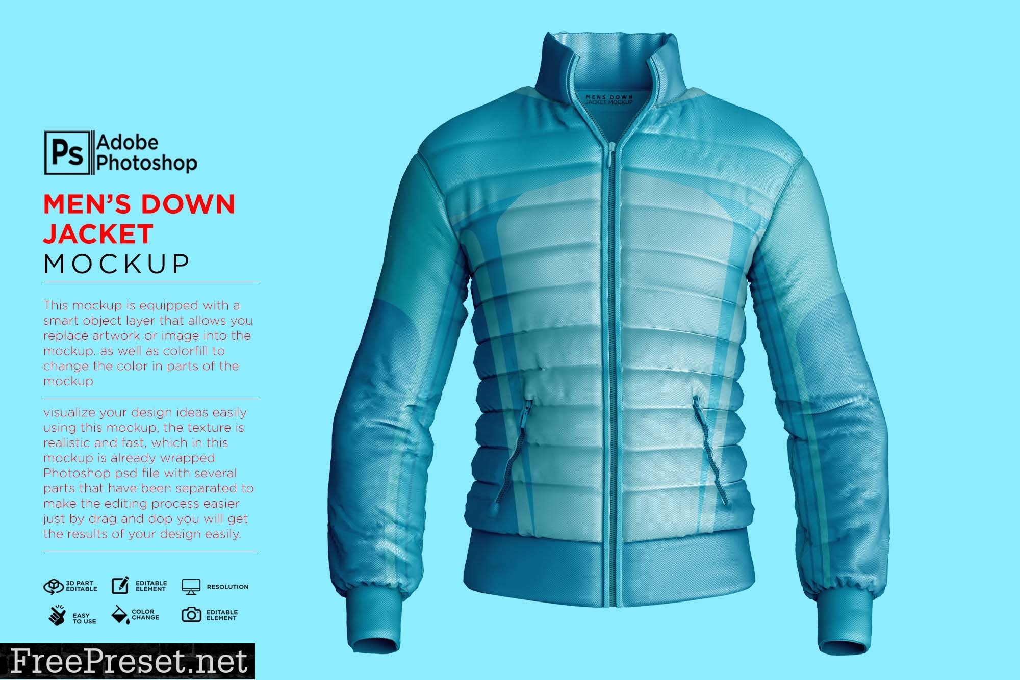 Men's Downs Jacket Mockup 7361047