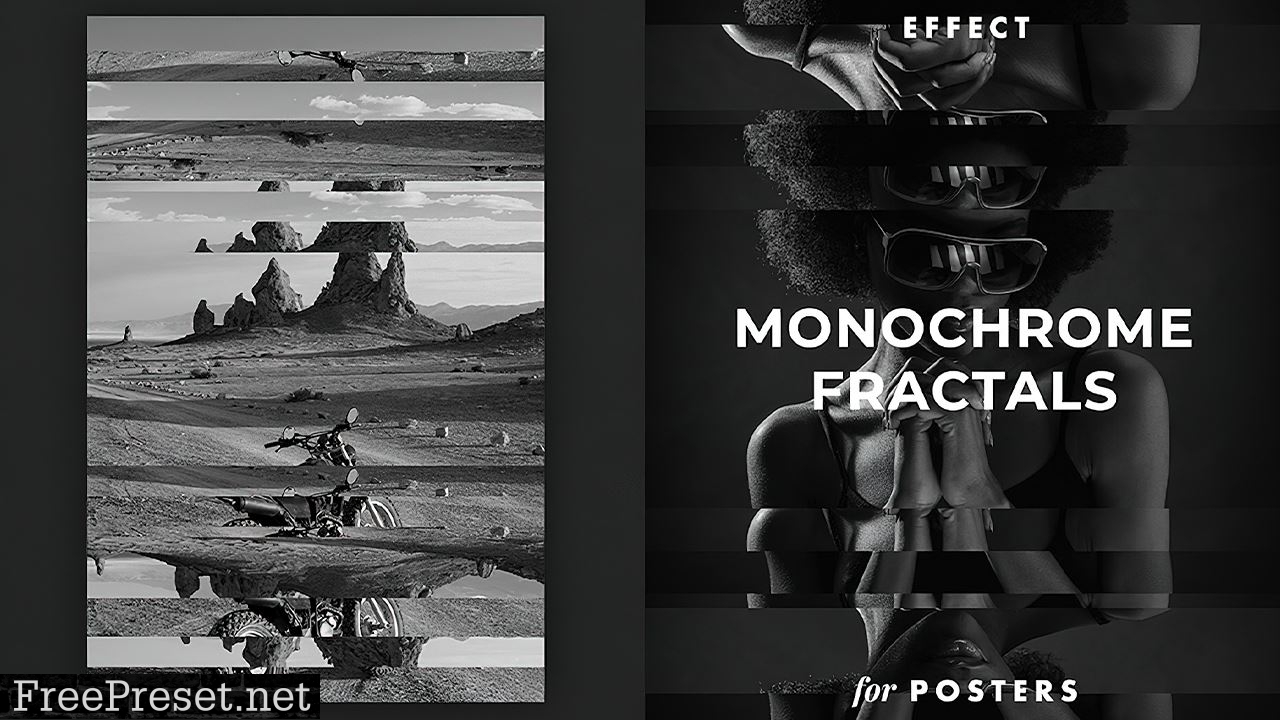 Monochrome Fractals Poster Effects for Photoshop