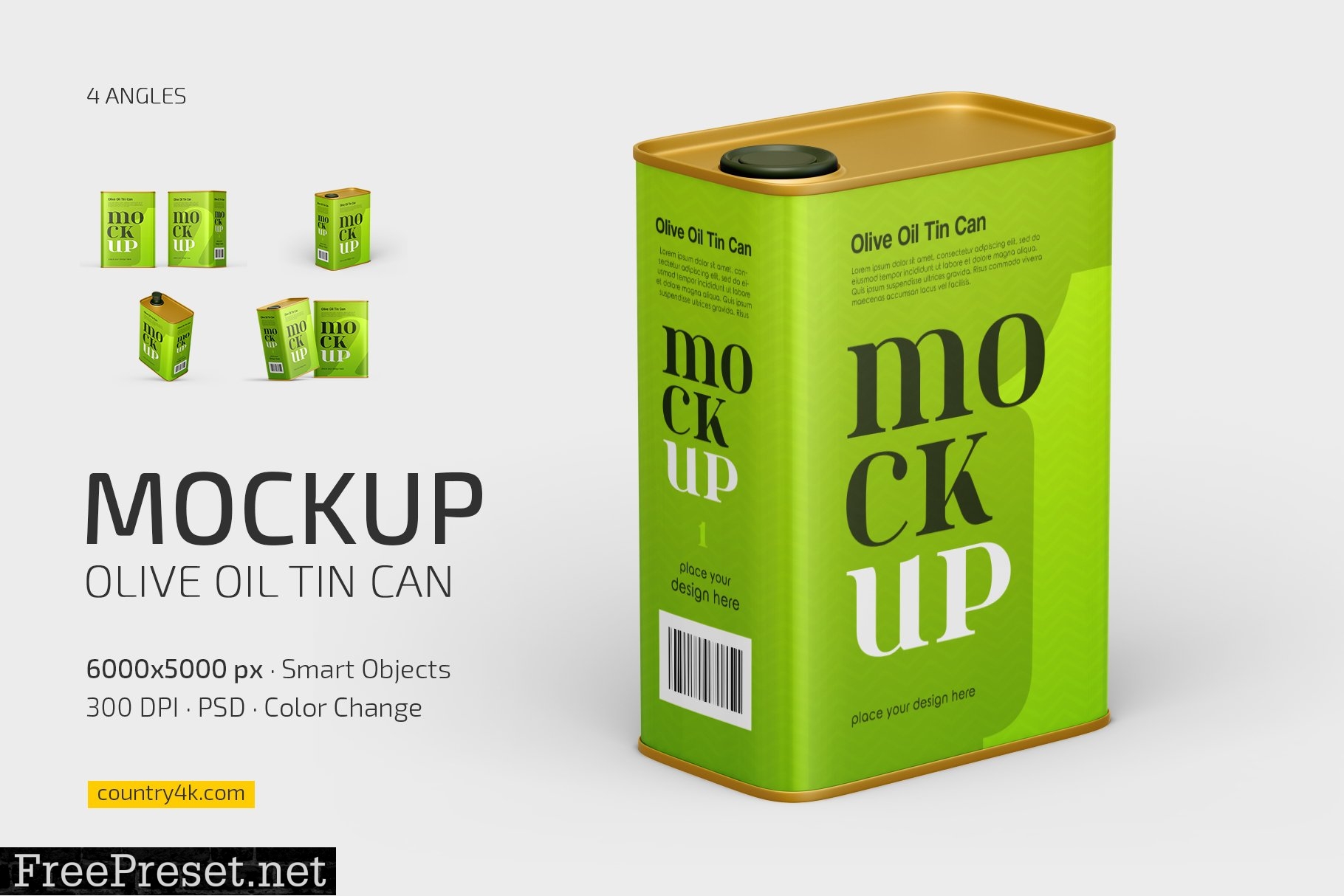 Olive Oil Tin Can Mockup Set 7469091