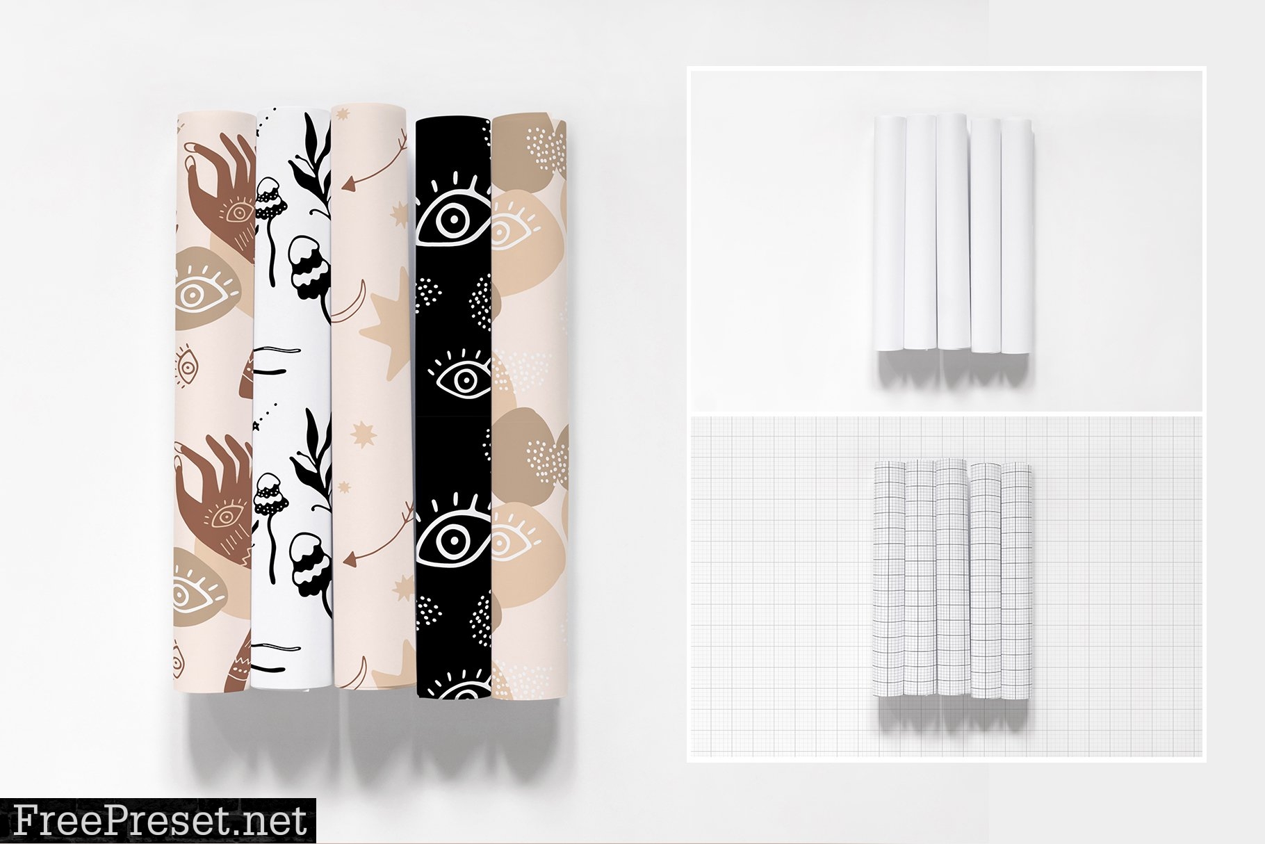 Paper Rolls Mockup Wrapping Layered 6607284