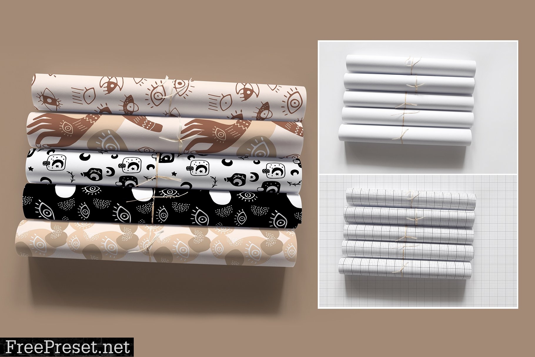 Paper Rolls Mockup Wrapping Layered 6607284