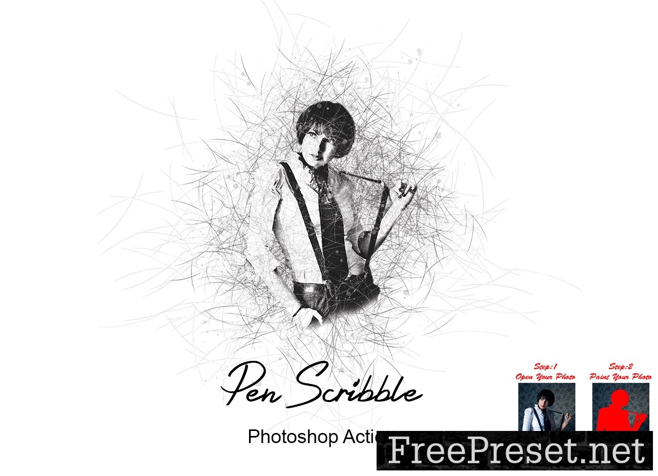 Pen Scribble Photoshop Action 7544946