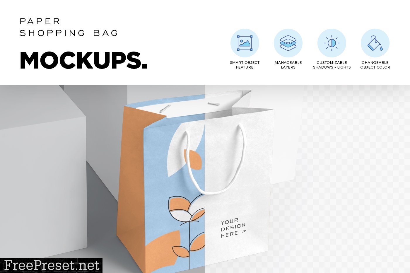 Rectangle Paper Shopping Bag Mockups 6629541