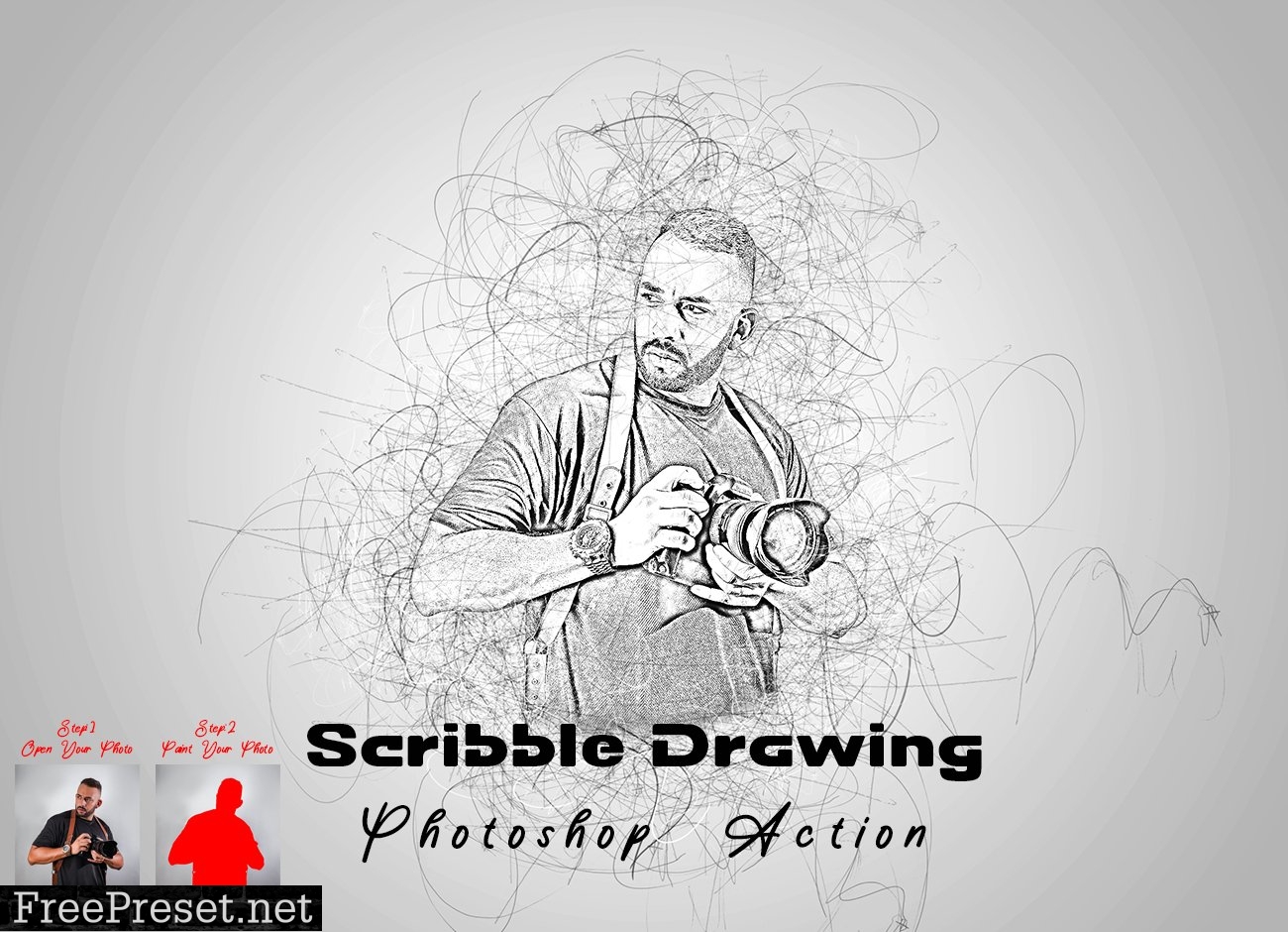 Scribble Drawing Photoshop Action 7485480
