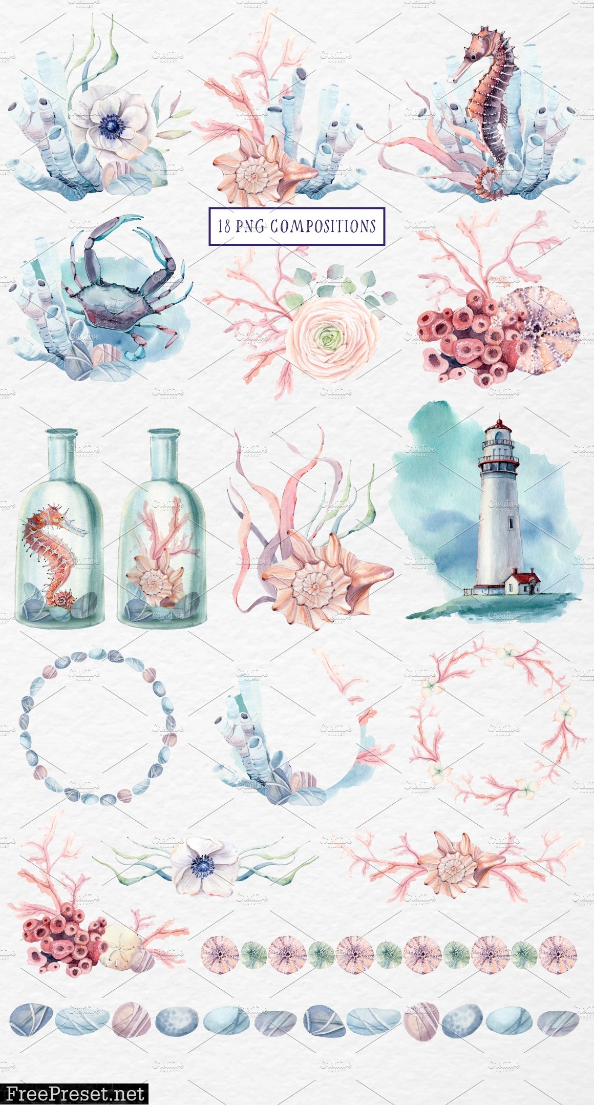 SEA TREASURES Watercolor set 1329362