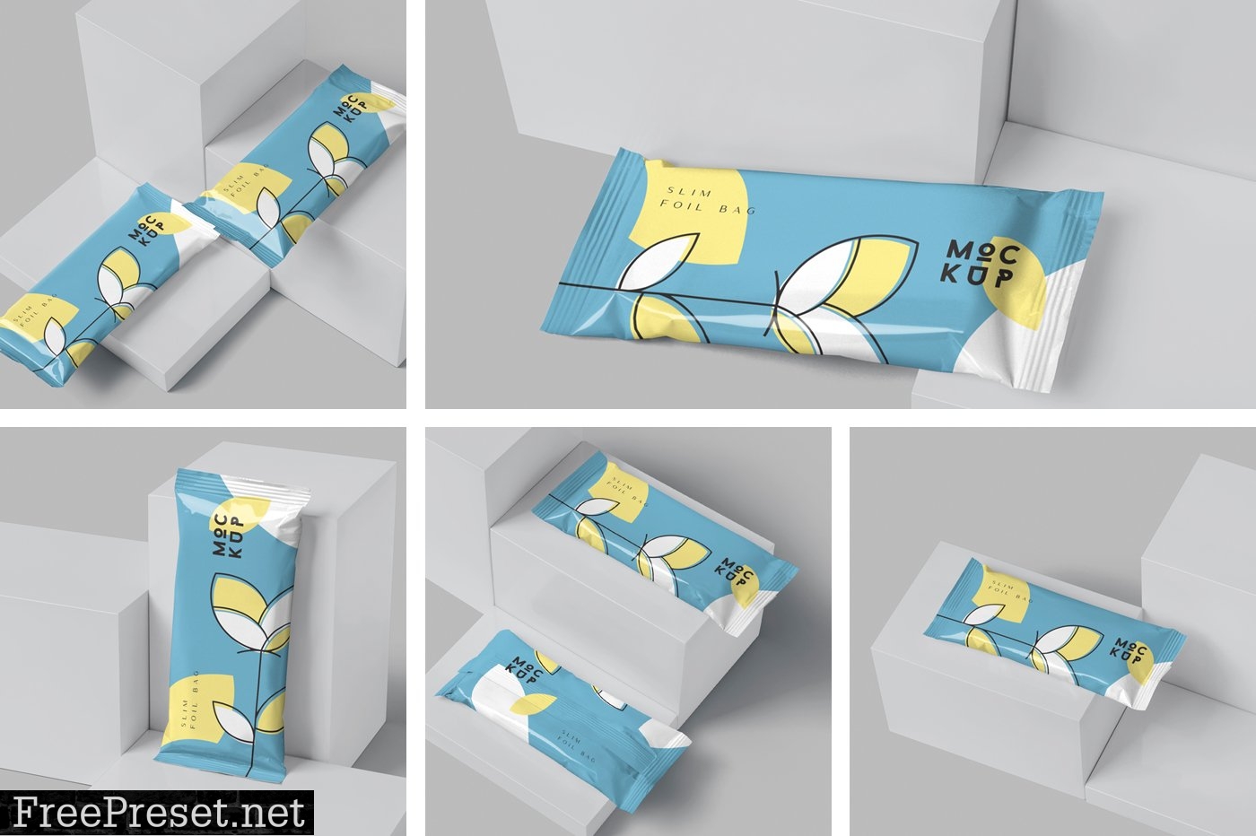 Small Slim Foil Bag Mockups 6629394