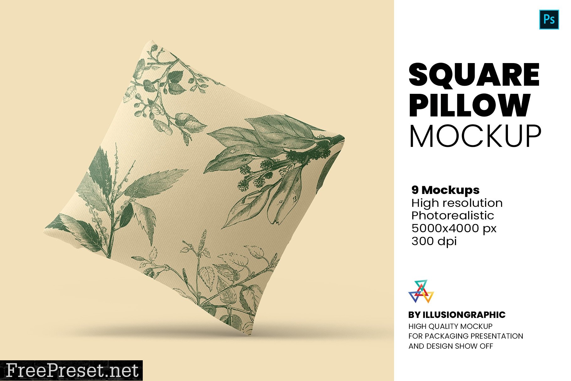 Square Pillow Mockup - 9 Views 5935599