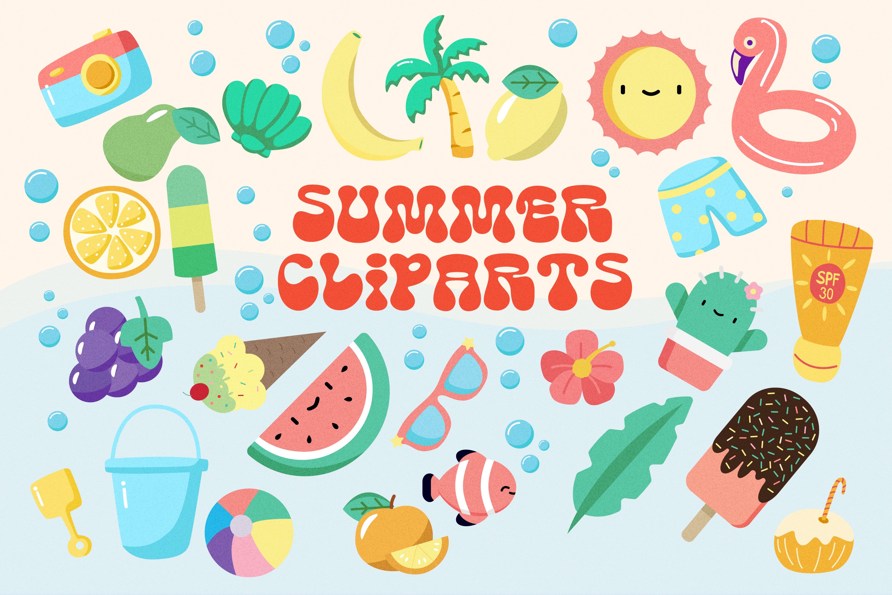 Summer Clipart Elements Bundle 7482480